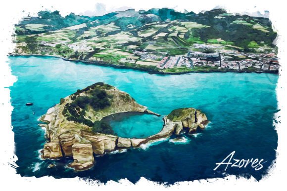 Azores Watercolor Poster: Illustrations for Crafters