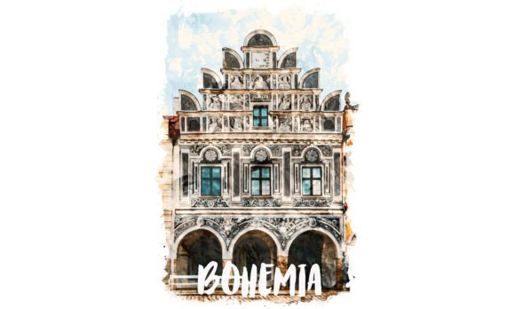 Bohemia Europe Watercolor Poster: Editorial Illustrations