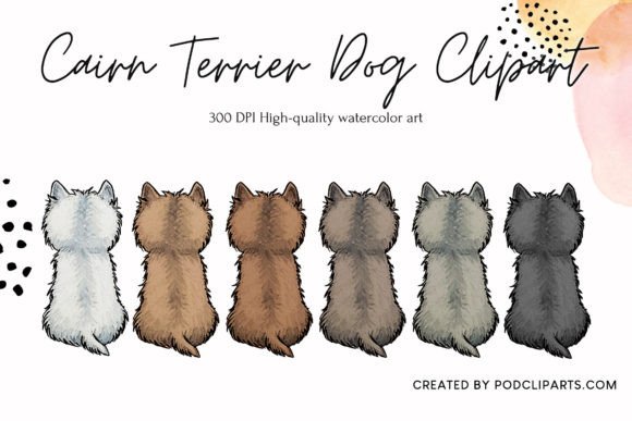 Cairn Terrier Dog Clipart Watercolor Illustrations