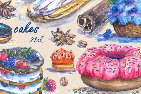 Cake, Cupcake & Donut Clipart for Embroidery