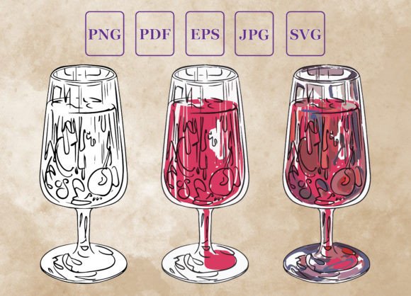 Cocktail in a Glass Watercolor Vector for Illustrations