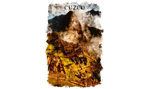 Cuzco South America Watercolor: Editorial Illustrations