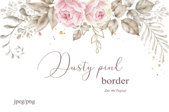 Dusty Pink Roses Border Illustrations for Branding