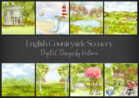 English Countryside Scenery Illustrations for Branding