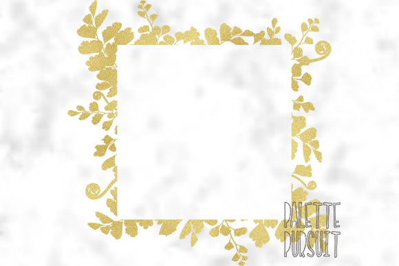 Gold Foil Maidenhair Fern Frame Square Illustrations
