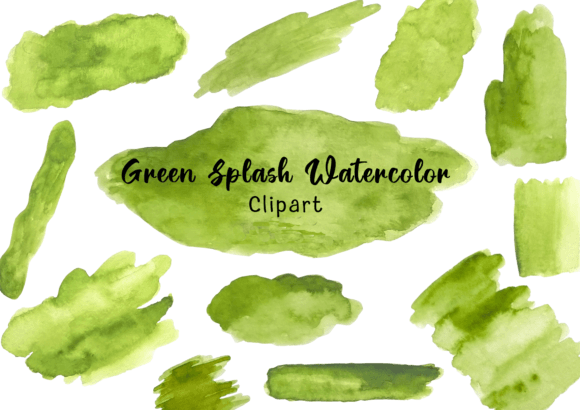 Green Splash Watercolor Brush Stroke PNG for Illustrations