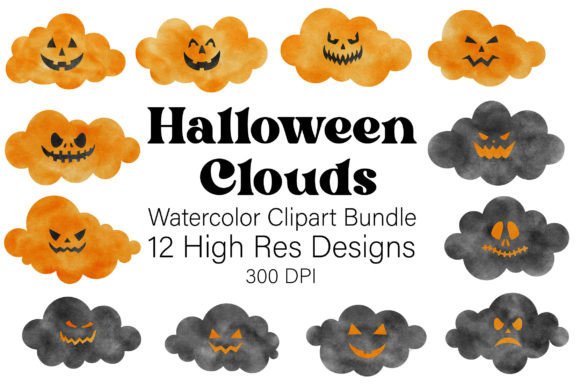 Halloween Clouds Watercolor Bundle PNG Review