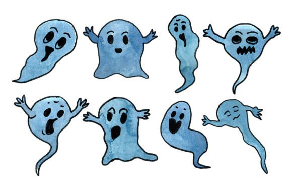 Halloween Watercolor Ghosts Set: Illustrations for Sellers