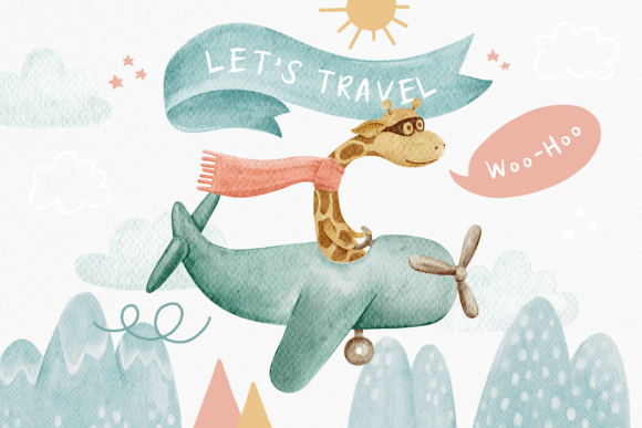 Kids Transport Animal Doodles Clipart Illustrations