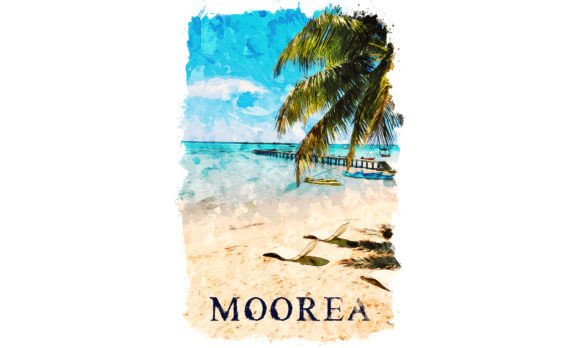 Moorea Oceania Watercolor: Editorial Illustrations