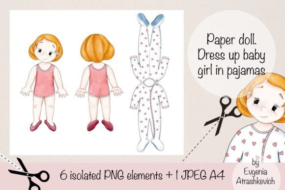 Paper Doll Baby Girl Pajamas: Cute Illustrations