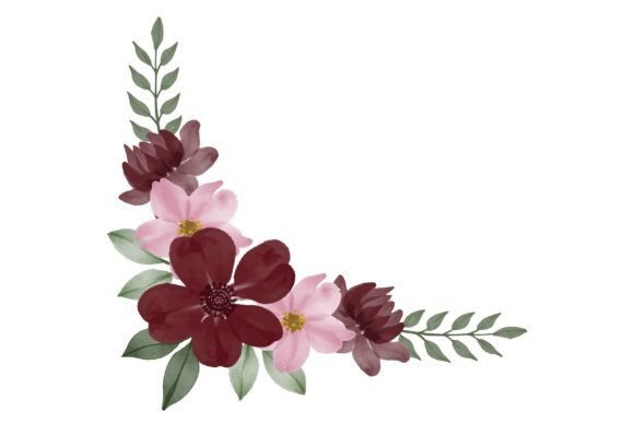 Red Watercolor Floral Frame: Illustrations for Branding