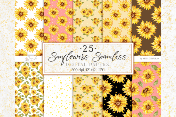 Sunflowers Seamless Patterns: Illustrations for Sellers