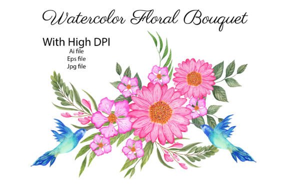 Watercolor Floral Bouquet with Bird Illustrations Review