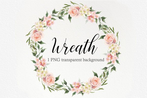 Watercolor Floral Wreath Round Frame Illustrations
