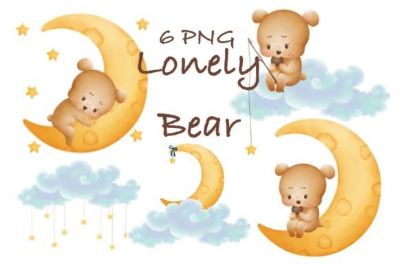 Watercolor Lonely Bear Clipart: Illustrations for Branding