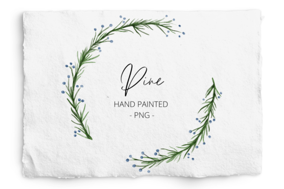 Watercolor Pine Wreath with Berries Illustrations Review