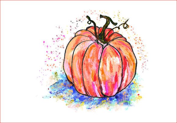 Watercolor Pumpkin PNG: Sublimation for Embroidery