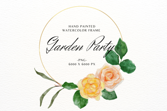 Watercolor Rose Circle Frame PNG for Illustrations